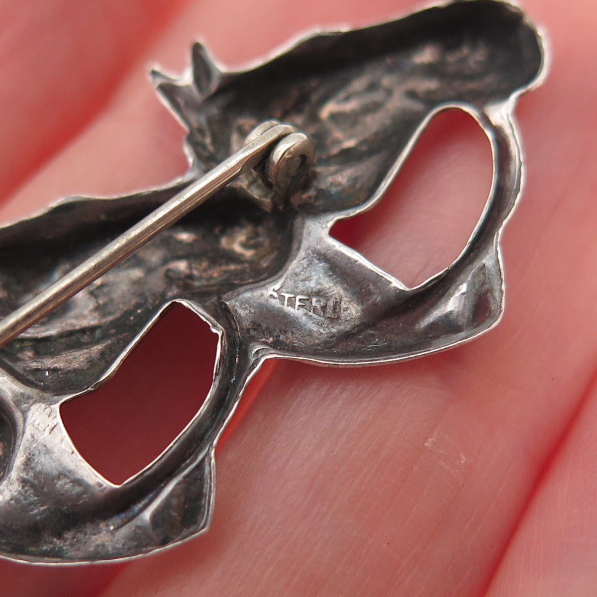 925 Sterling Silver Antique Art Deco Three Horses Oxidized Pin Brooch
