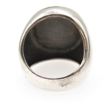 925 Sterling Silver Vintage Royal Crown Heart Oxidized Ring Size 6.25