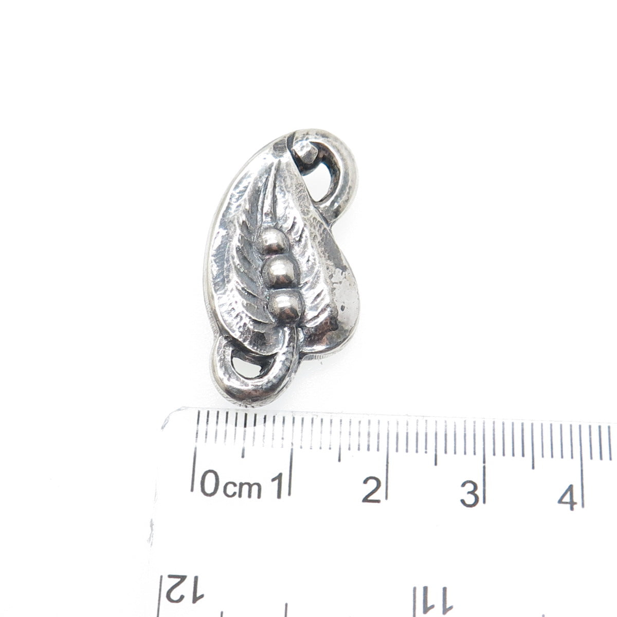 925 Sterling Silver Antique Art Deco Floral Leaf Oxidized Hand-Made Pin Brooch
