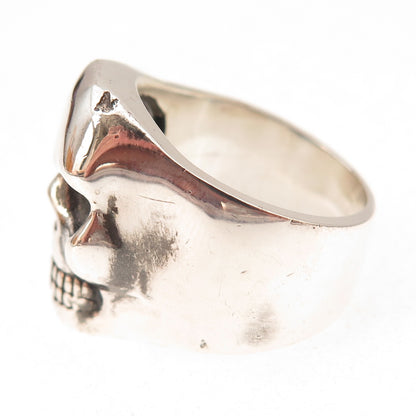 King Baby Studio 925 Sterling Silver Vintage Skull Oxidized Biker Ring Size 9.25