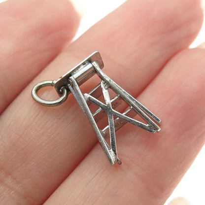 925 Sterling Silver Antique Art Deco Step Ladder 3D Pendant