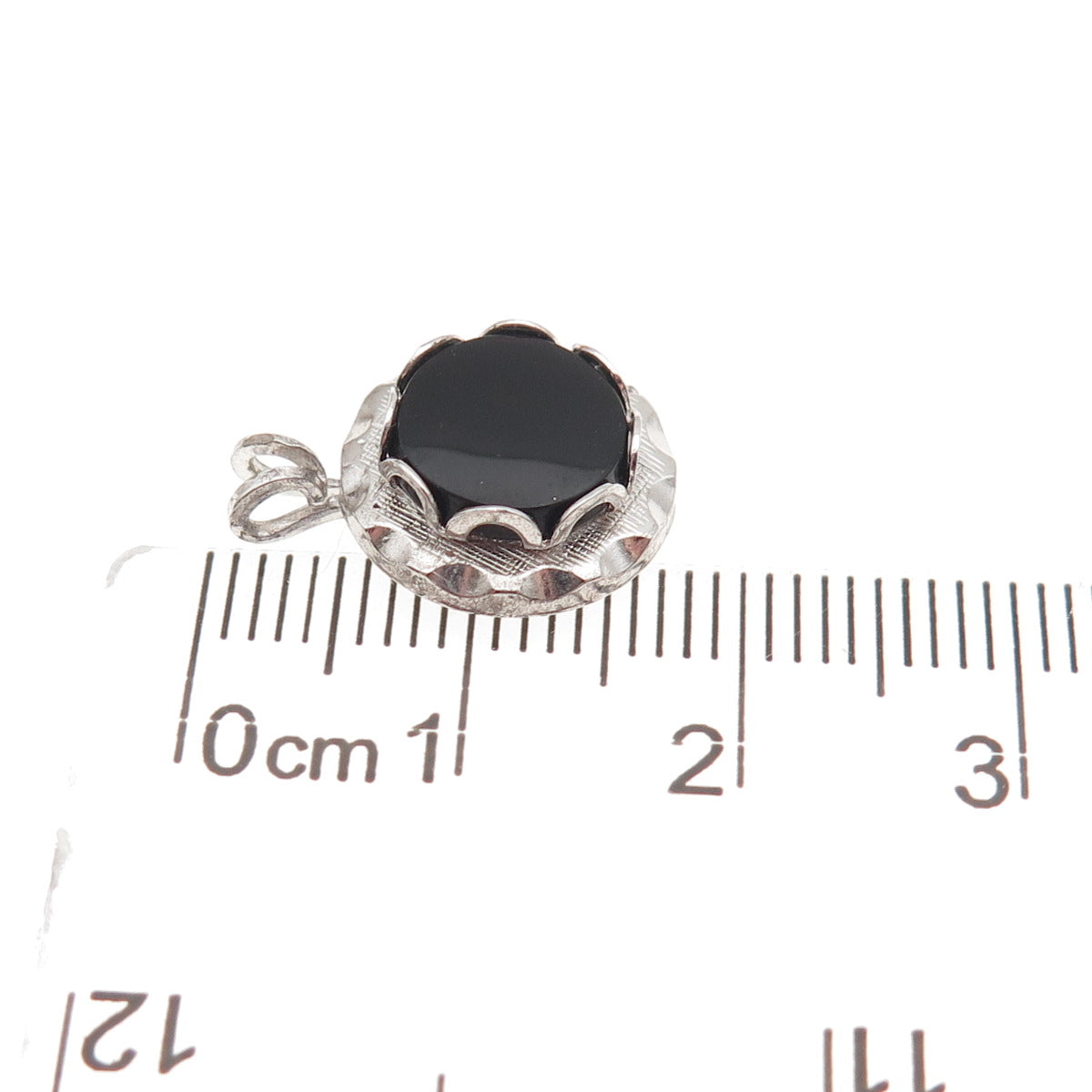 DCE Curtis Sterling Silver Antique Art Deco Real Black Onyx Mini Charm Pendant