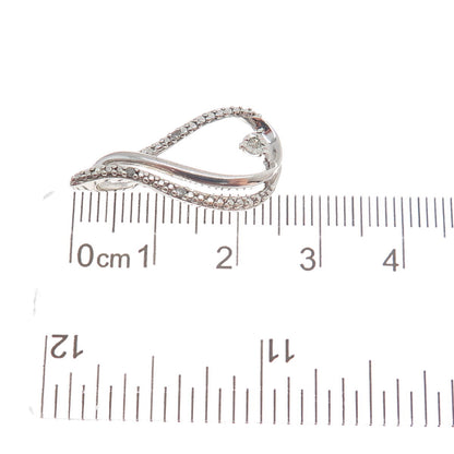 SUN 925 Sterling Silver Real Diamond Teardrop Minimalist Charm Pendant