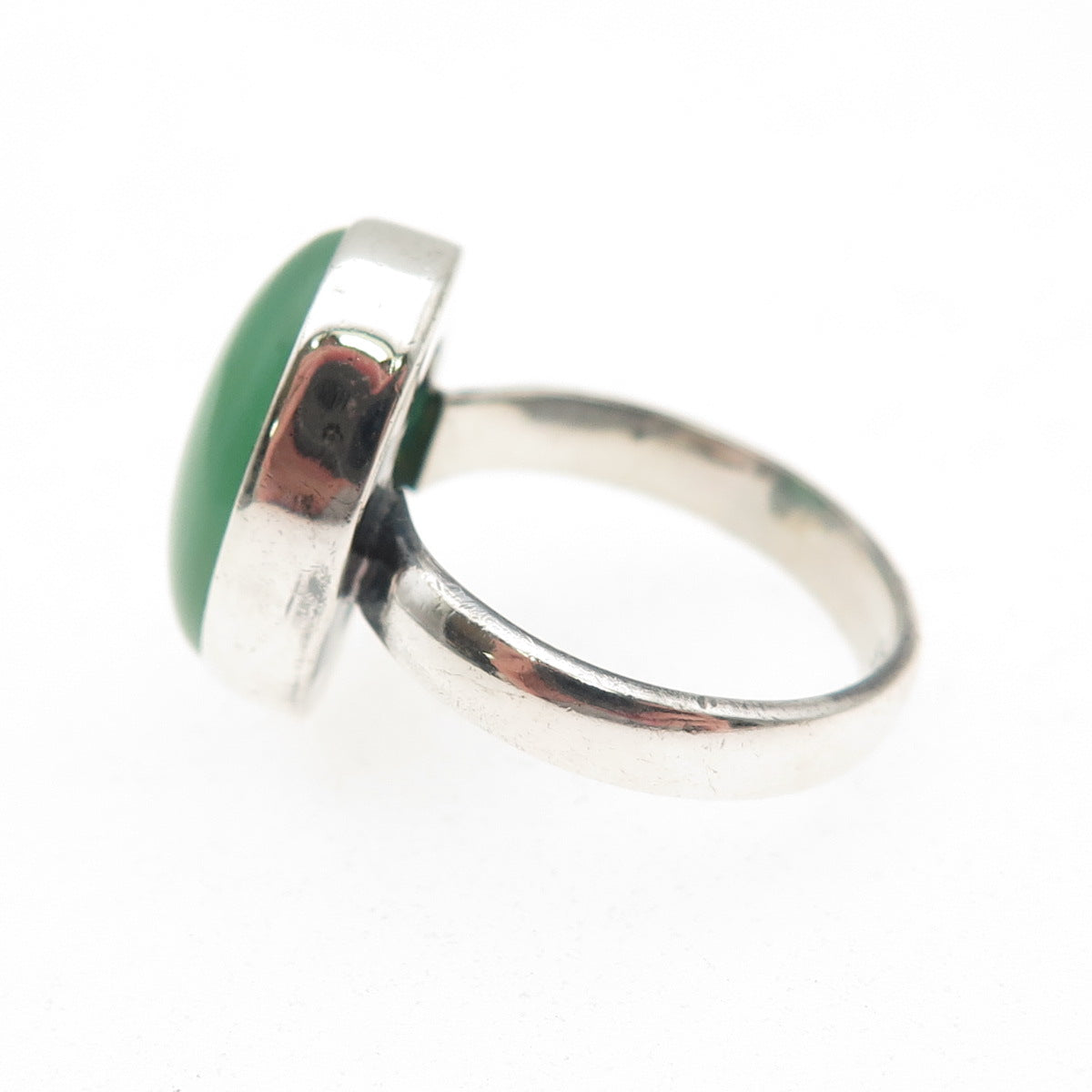 925 Sterling Silver Vintage Real Cabochon Chrysoprase Ring Size 5