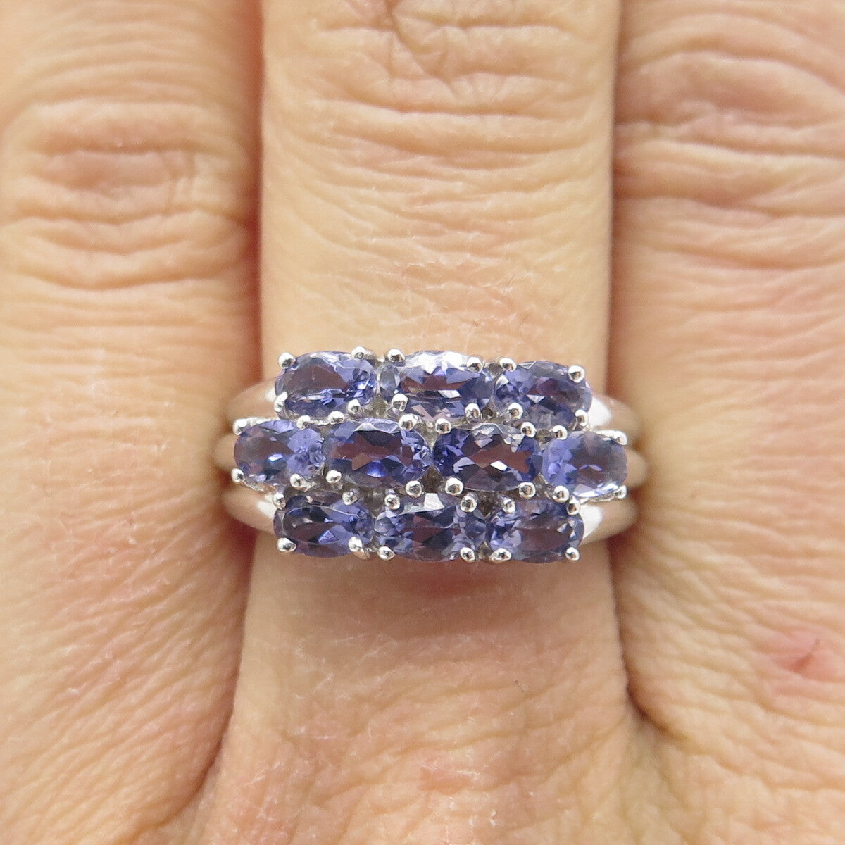 MICHELLE ALBALA 925 Sterling Silver Tanzanite Gemstone Cluster Ring Size 7.25