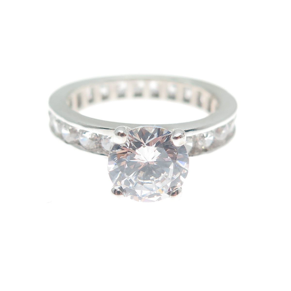925 Sterling Silver Round-Cut C Z Engagement Ring Size 6.5