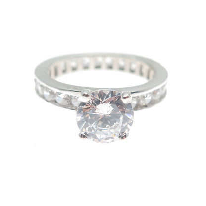 925 Sterling Silver Round-Cut C Z Engagement Ring Size 6.5
