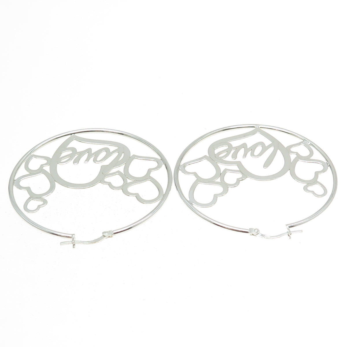 925 Sterling Silver "LOVE" Heart Hoop Earrings