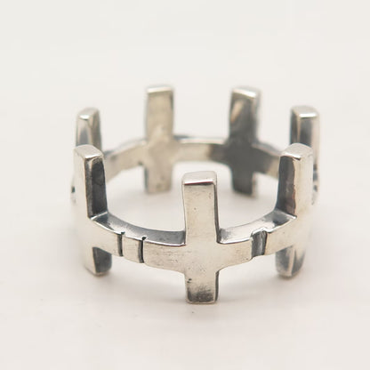 925 Sterling Silver Vintage Cross Band Ring Size 11.5