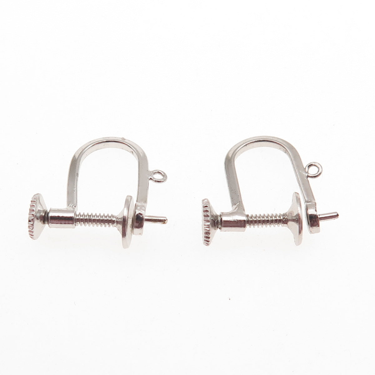 925 Sterling Silver Antique Art Deco Charm Holder Screw Back Earrings