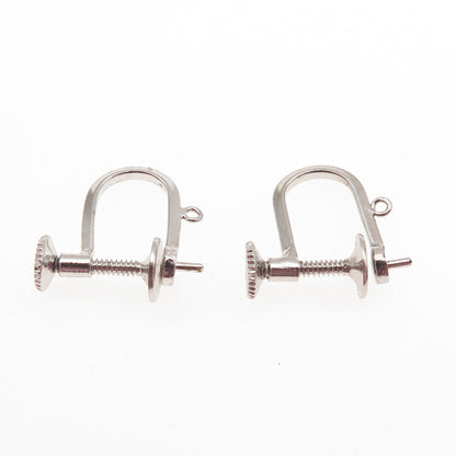 925 Sterling Silver Antique Art Deco Charm Holder Screw Back Earrings