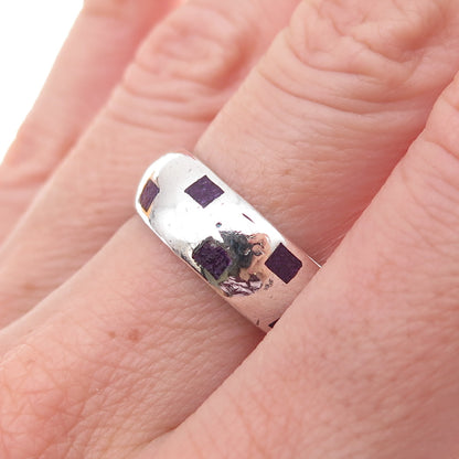 Silver Fox 925 Sterling Vintage Real Sugilite Inlay Chest Band Ring Size 8