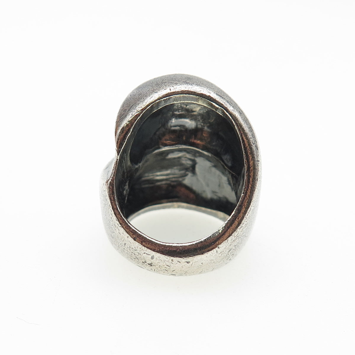 925 Sterling Silver Vintage Modernist Dome Oxidized Statement Ring Size 4