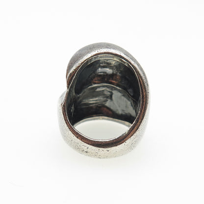 925 Sterling Silver Vintage Modernist Dome Oxidized Statement Ring Size 4