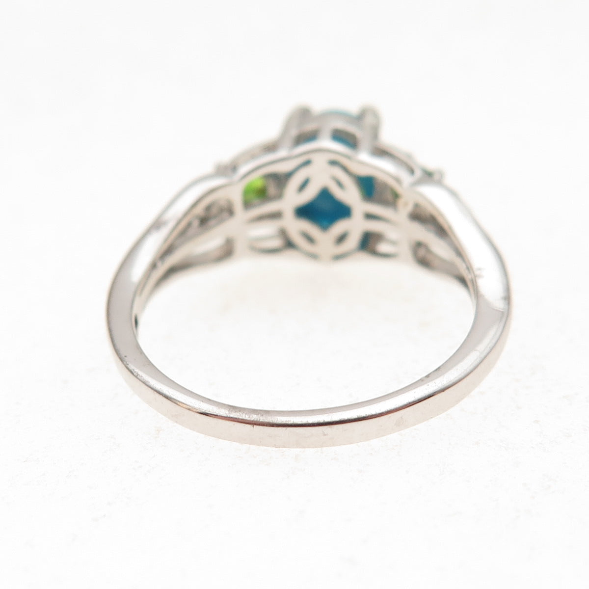 Chuck Clemency 925 Sterling Silver Real Turquoise Topaz & Peridot Ring Size 7