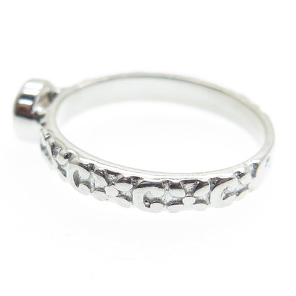 925 Sterling Silver Real Checkered Smoky Quartz Letter "C" Floral Ring Size 7.75