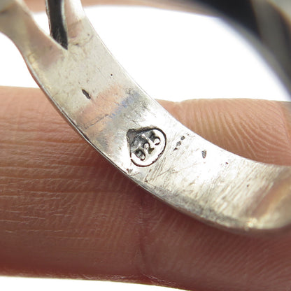 925 Sterling Silver Vintage Real Carved Agate Arabic Script Ring Size 11.75
