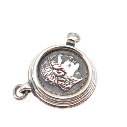 925 Sterling Silver Vintage Alexander the Great Oxidized Centerpiece Pendant