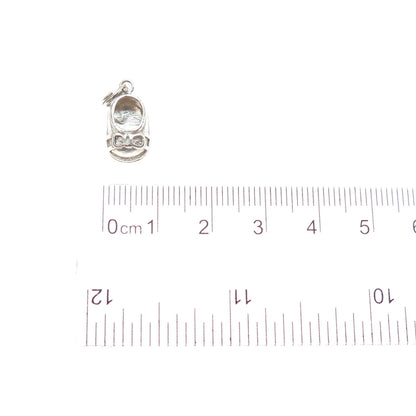 925 Sterling Silver Vintage ALF Baby Girl Shoe Minimalist 3D Charm Pendant