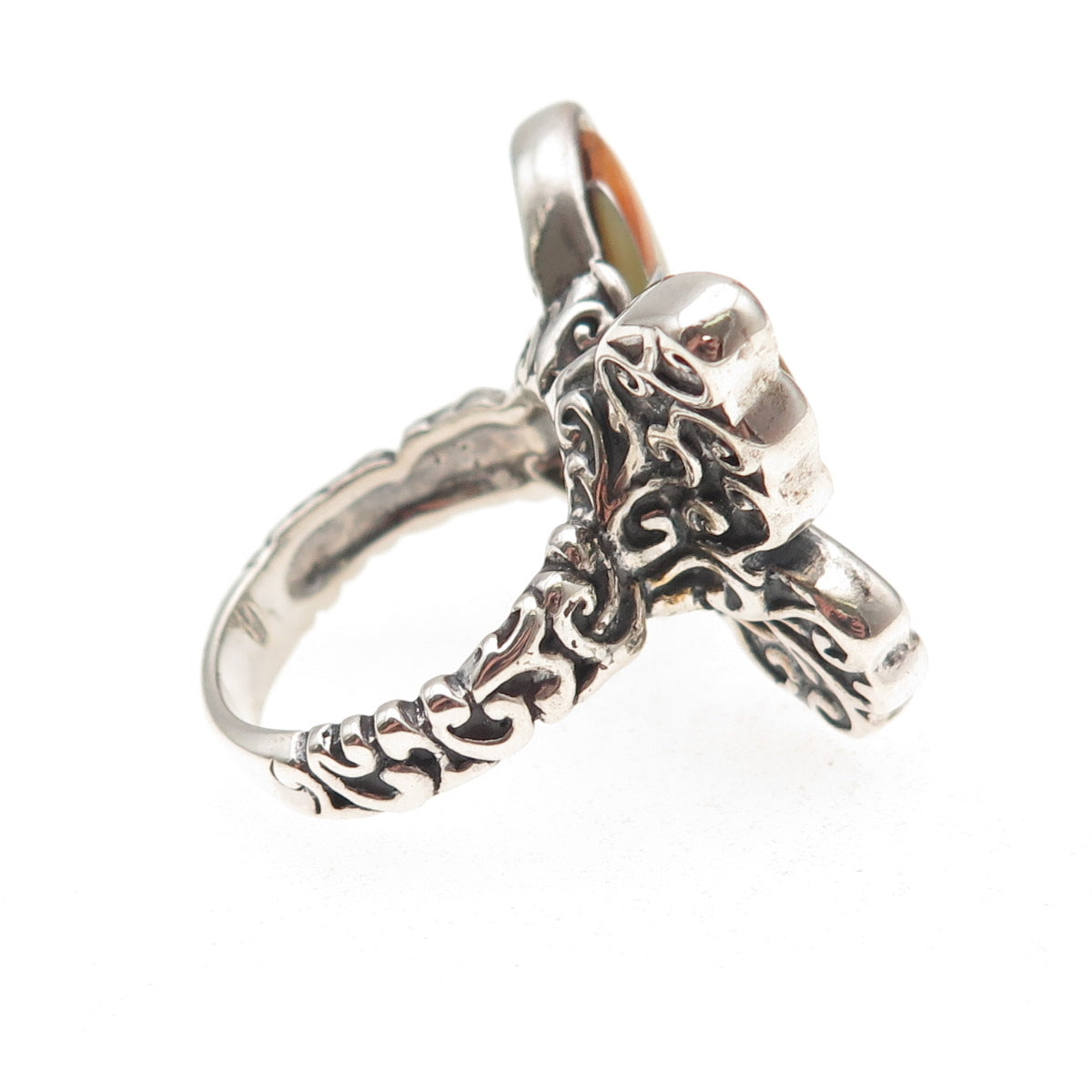 Carolyn Pollack Sterling Silver Vintage Real Multi-Gem Butterfly Ring Size 8.25