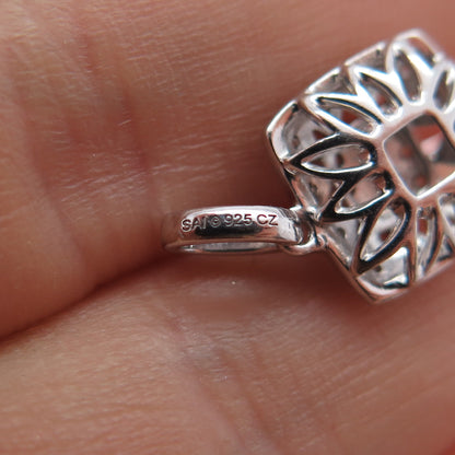 SAI 925 Sterling Silver 2-Tone Round-Cut C Z Mini Charm Pendant