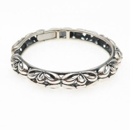 925 Sterling Silver Vintage Floral Ornate Oxidized Cuff Bracelet 8.25"