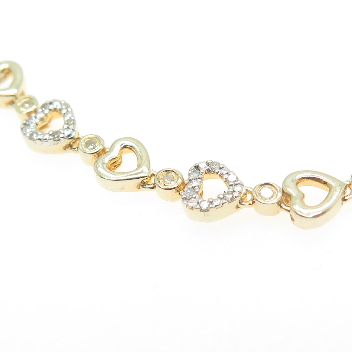 GOT Sterling Silver Gold Plated Real Diamond Heart Adjustable Bracelet 6-9.5"