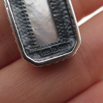 ROSS SIMONS 925 Sterling Silver 14K Gold Vintage Real MOP Oxidized Pendant