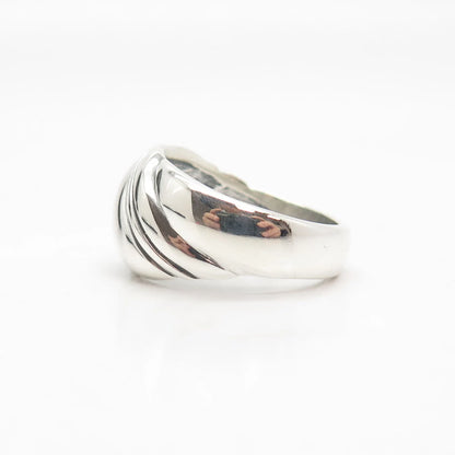 925 Sterling Silver Vintage Kabana Striped Ring Size 10
