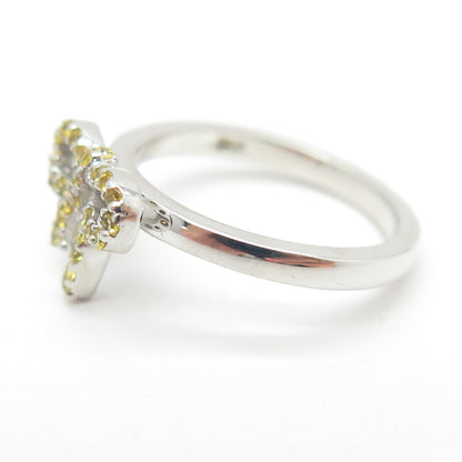 925 Sterling Silver Real Citrine Gemstone Bow Ring Size 5.75