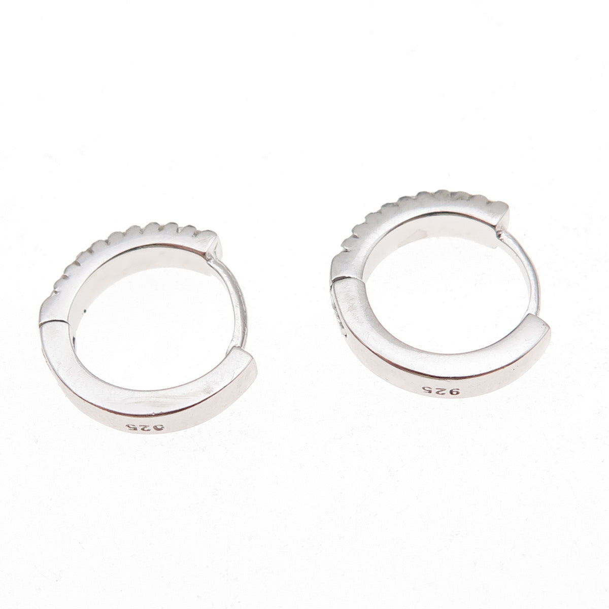 925 Sterling Silver Round-Cut C Z Hoop Earrings