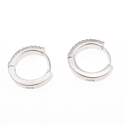 925 Sterling Silver Round-Cut C Z Hoop Earrings