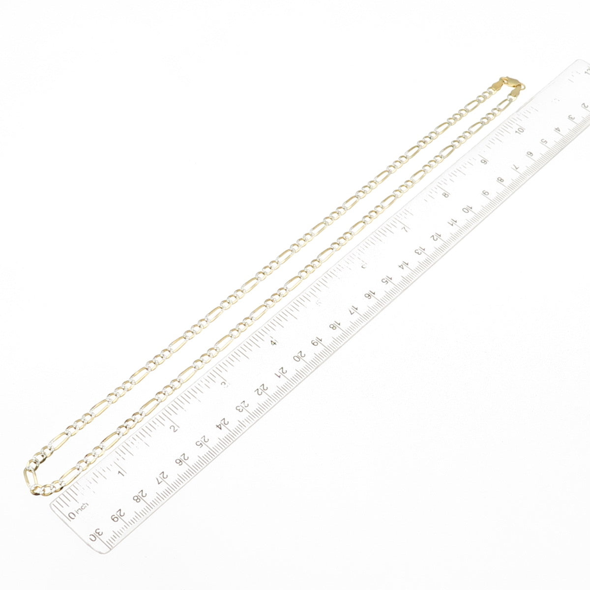 P. Lux 925 Sterling Silver 2-Tone Italy Diamond-Cut Figaro Chain Necklace 22"