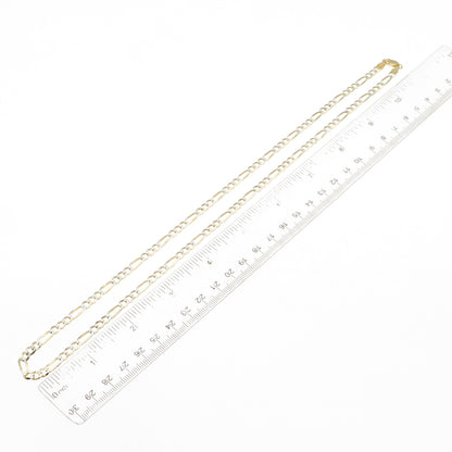 P. Lux 925 Sterling Silver 2-Tone Italy Diamond-Cut Figaro Chain Necklace 22"