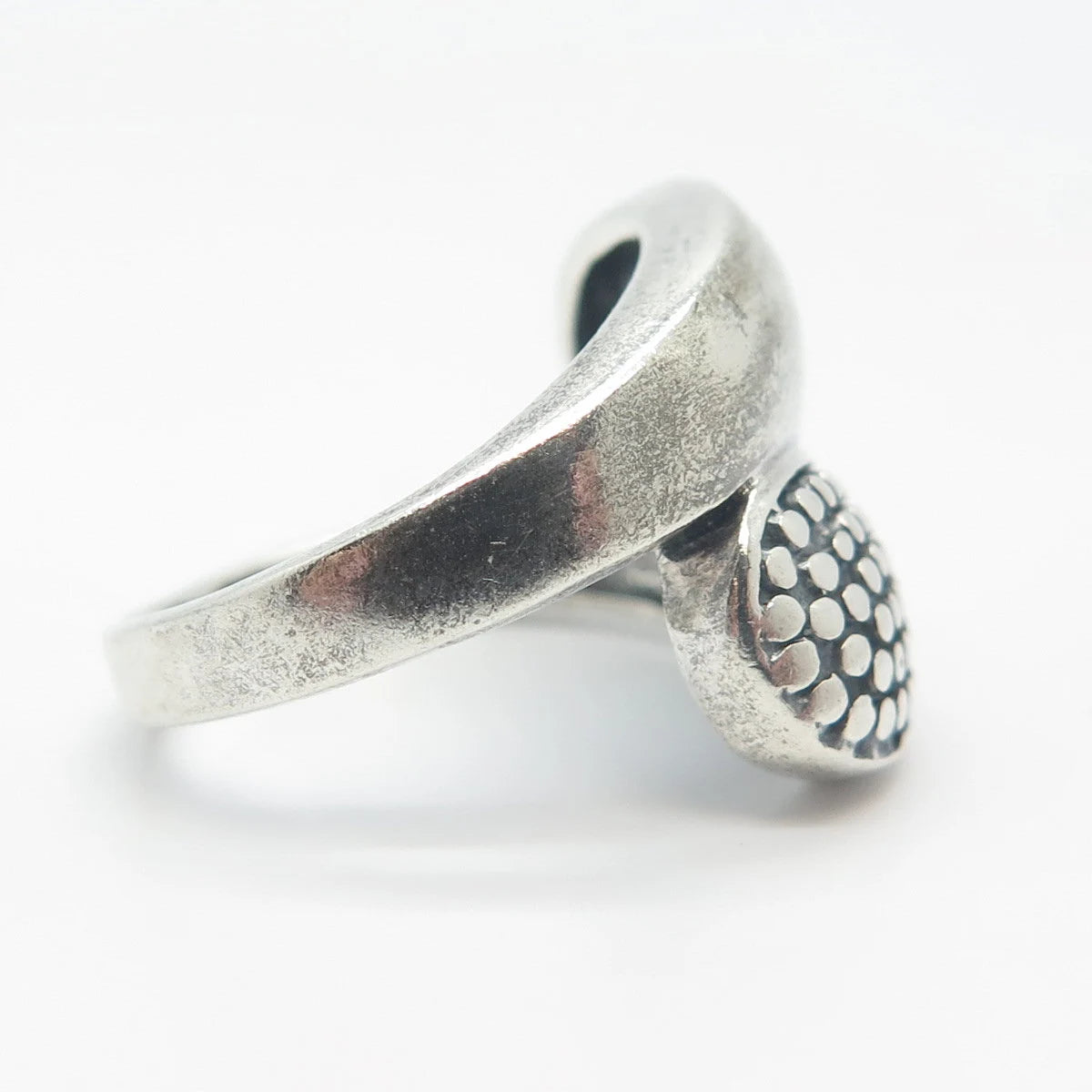 925 Sterling Silver Vintage Dotted Overlap Ring Size 6.25