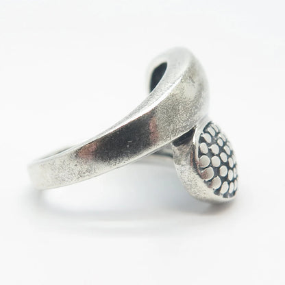 925 Sterling Silver Vintage Dotted Overlap Ring Size 6.25