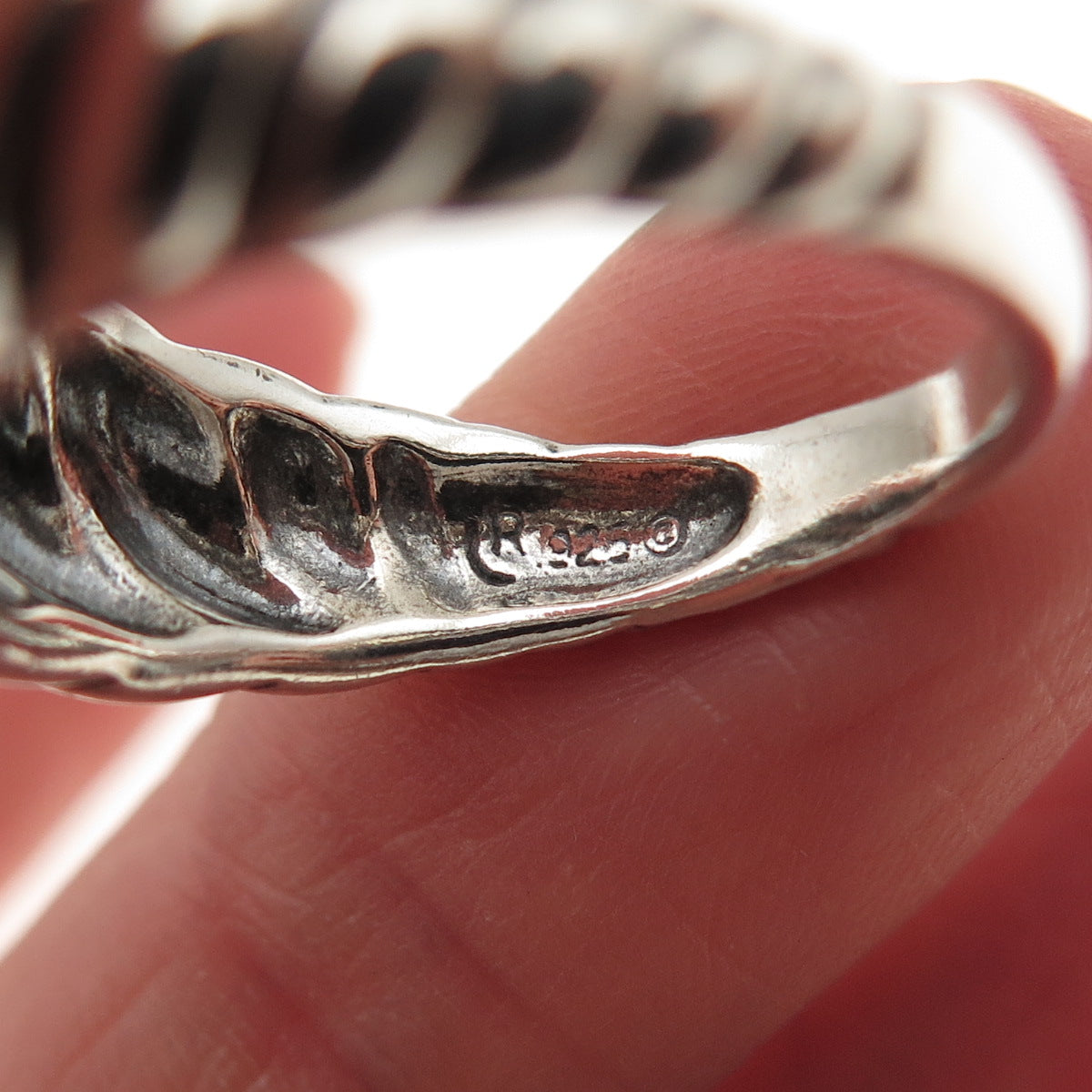 Carolyn Pollack Sterling Silver Vintage Modernist Ribbed Oxidized Ring Size 9