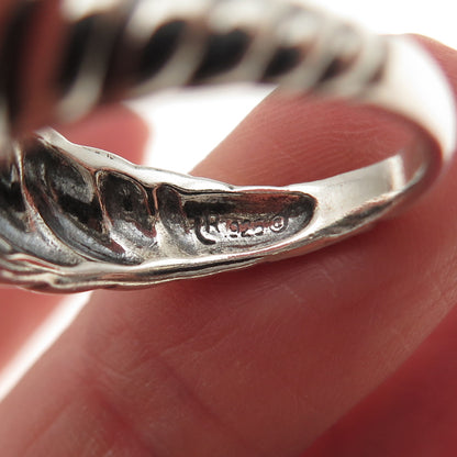 Carolyn Pollack Sterling Silver Vintage Modernist Ribbed Oxidized Ring Size 9