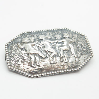 800 Silver Vintage Germany Dancing Children Pin Brooch