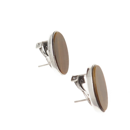 Joachim S'Paliu Sterling Silver Vintage Spain Real Turquoise Omega Back Earrings