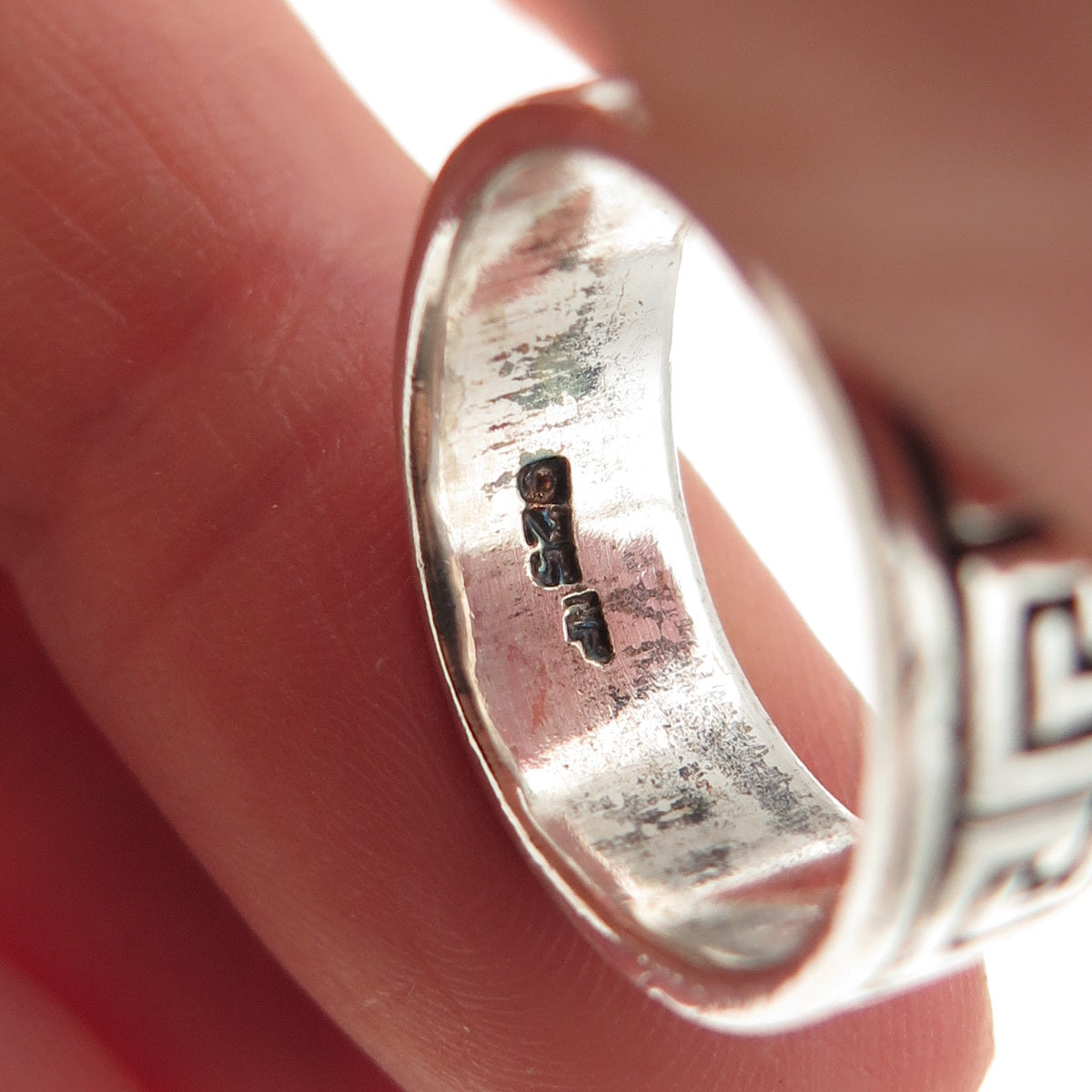 Chapal Zenray Sterling Silver Vintage Greek Maze Oxidized Band Ring Size 5.75