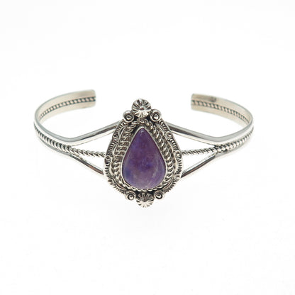 L. HILDRETH Old Pawn 925 Sterling Silver Vintage Amethyst Adjustable Bracelet 6"