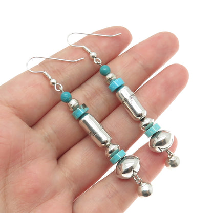 Old Pawn 925 Sterling Silver Southwestern Bisbee Turquoise Navajo Pearl Earrings