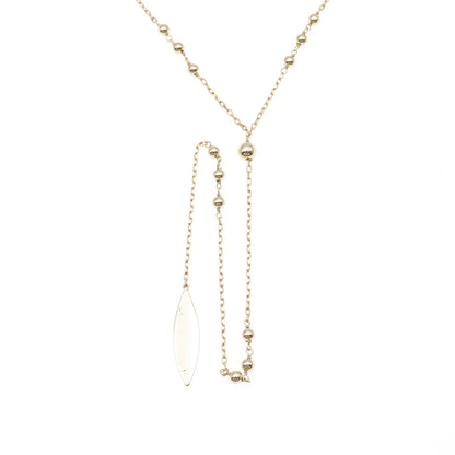 925 Sterling Silver Gold Plated Ball Beaded Cable Chain Lariat Necklace 20-22"