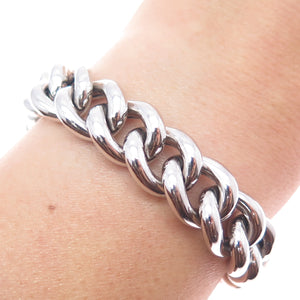 MILOR 925 Sterling Silver Vintage Italy Hollow Curb Link Bracelet 7"