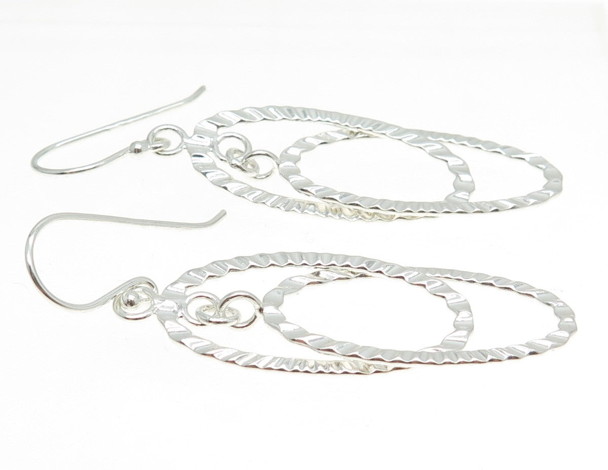 925 Sterling Silver Vintage Modernist Interlocked Dangling Earrings