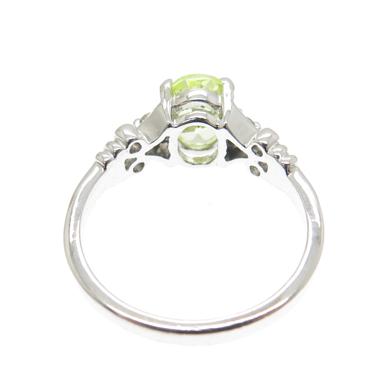 925 Sterling Silver White & Green C Z Ring Size 6