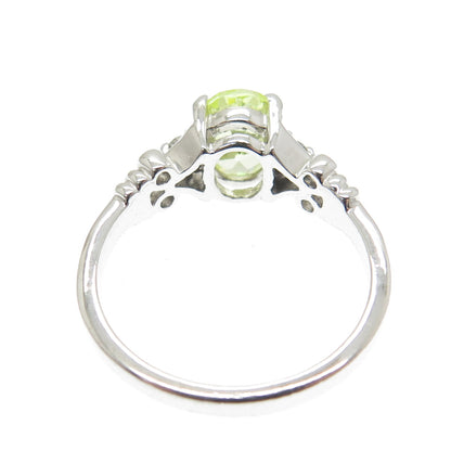 925 Sterling Silver White & Green C Z Ring Size 6