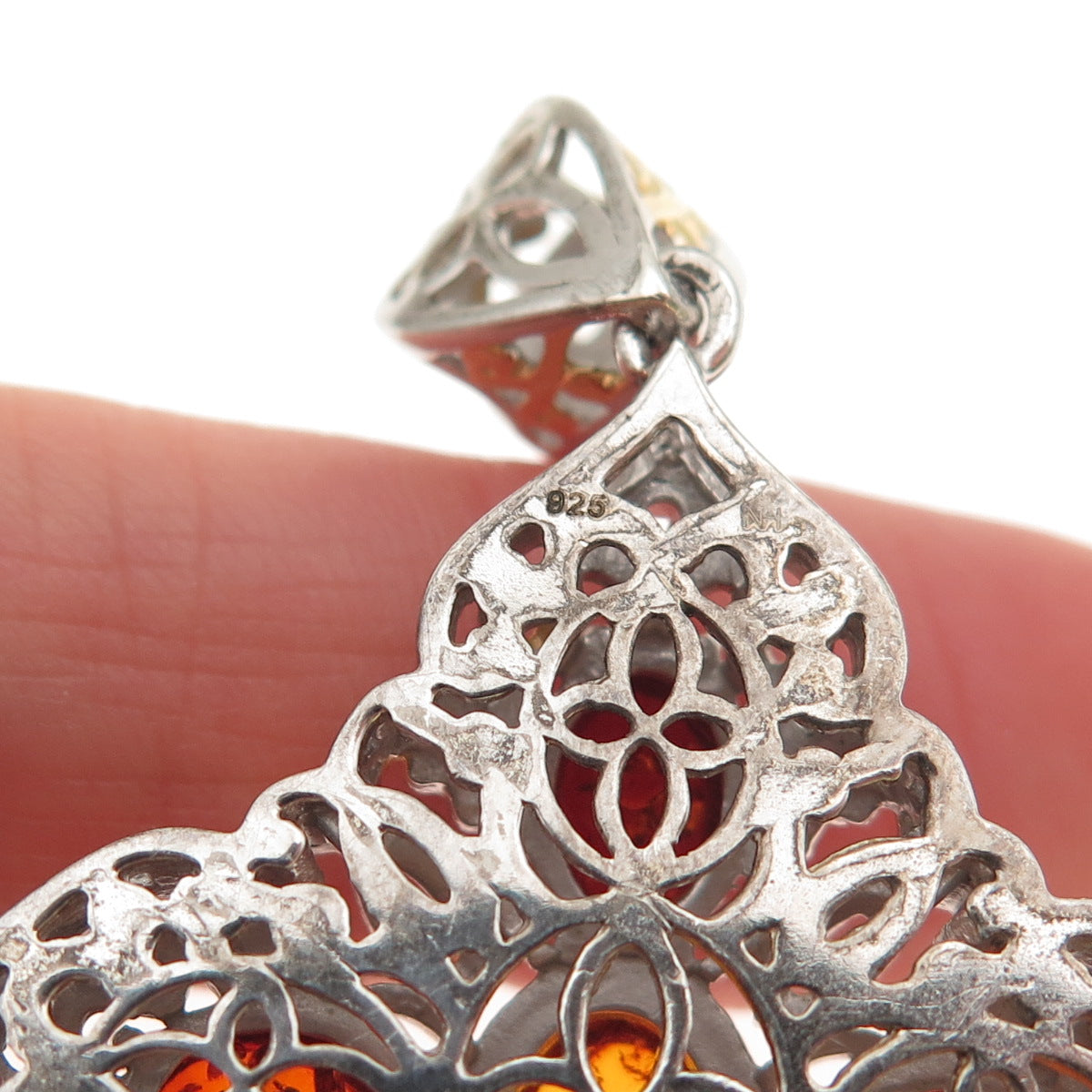 Michael Valitutti Gems En Vogue 925 Sterling 2-Tone Amber & Topaz Cross Pendant