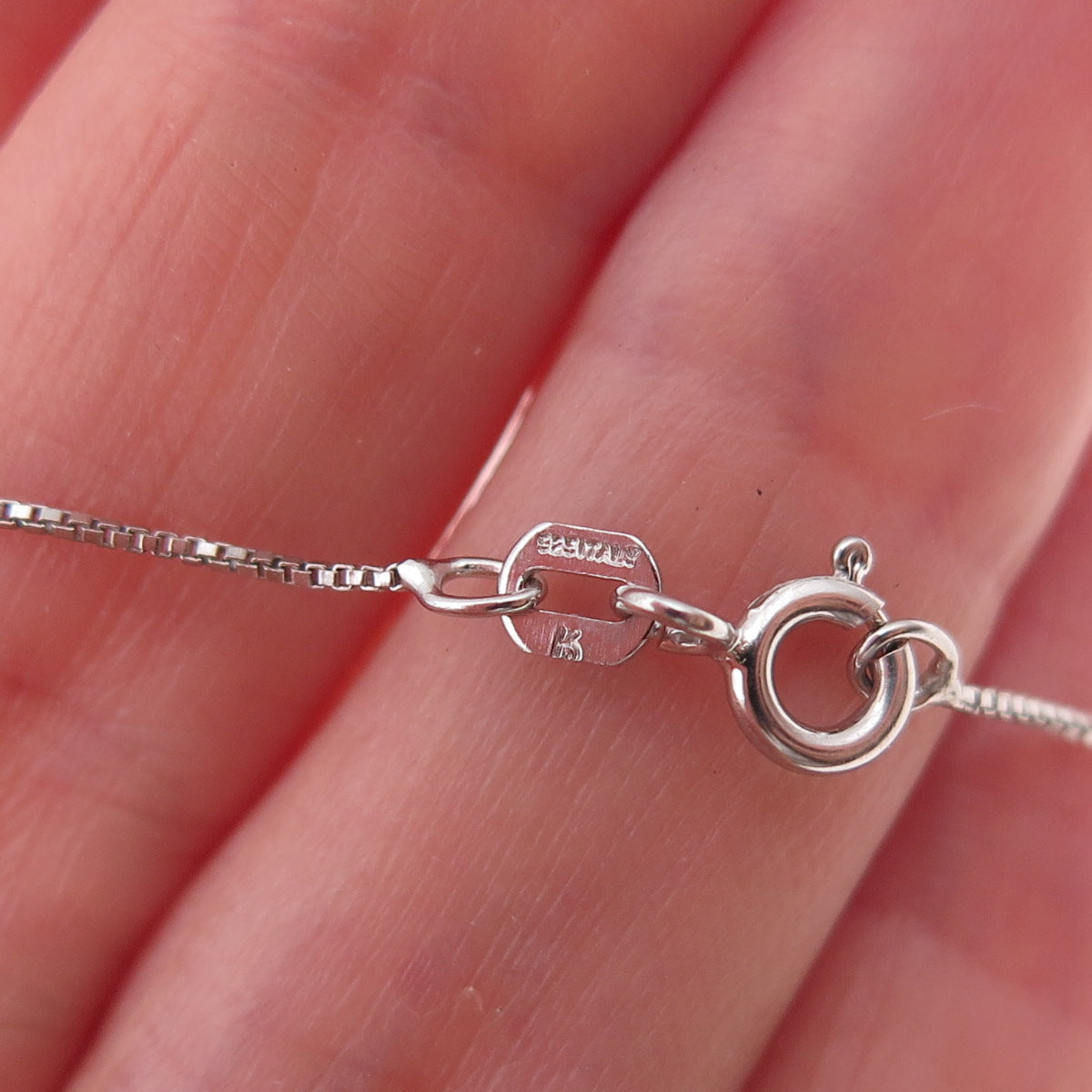 925 Sterling Silver 2-Tone Real Diamond Nana Heart Box Chain Necklace 18"